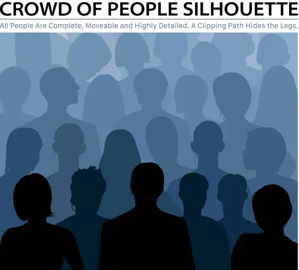 Vector illustration of Crowd (All People Are Complete, a Clipping Path Hides the Edges)