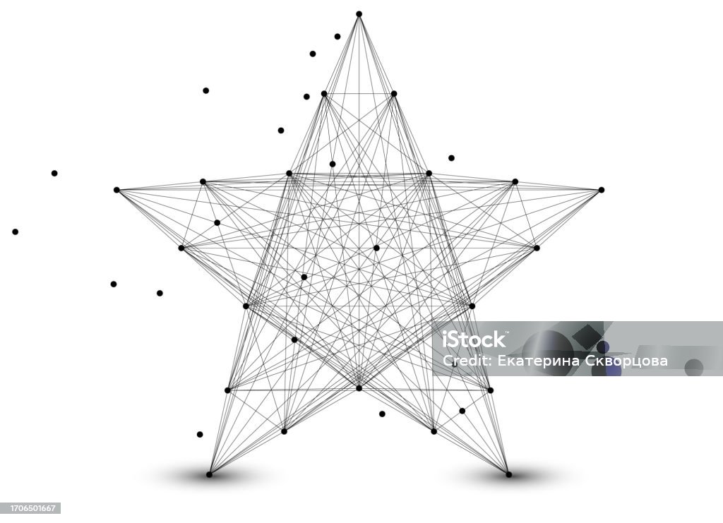 Star Wireframe Star Line Connection Low Poly Wireframe Design Abstract Geometric ...