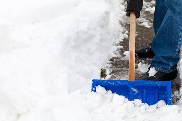 雪 shoveling - chores outdoors horizontal high contrast ストックフォトと画像
