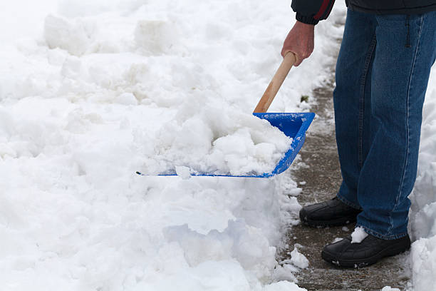 雪 shoveling - chores outdoors horizontal high contrast ストックフォトと画像