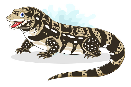 Cartoon Argentine Tegu lizard isolated on white background