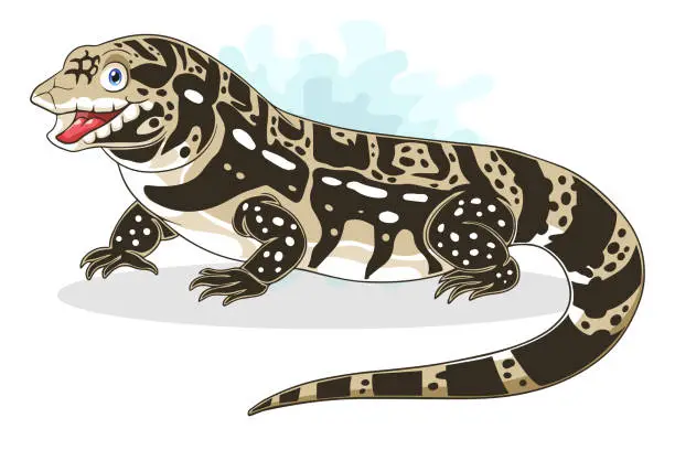 Vector illustration of Cartoon Argentine Tegu lizard isolated on white background