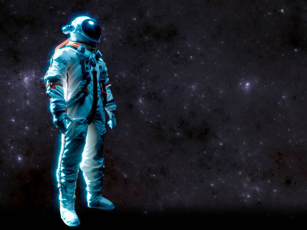 istock Cosmonaut in space suit with stars background and Earth, 1706592719