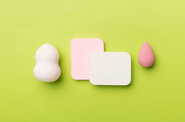 istock Beauty blenders on color background, top view 1706620525
