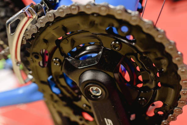 istock Mountain Bike Groupsets, chain and pedals mounted in its frame. 1706625077