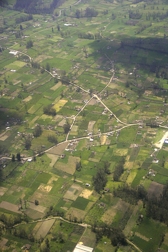 Aerial photograph of  farmland near Quito, Ecuador South America