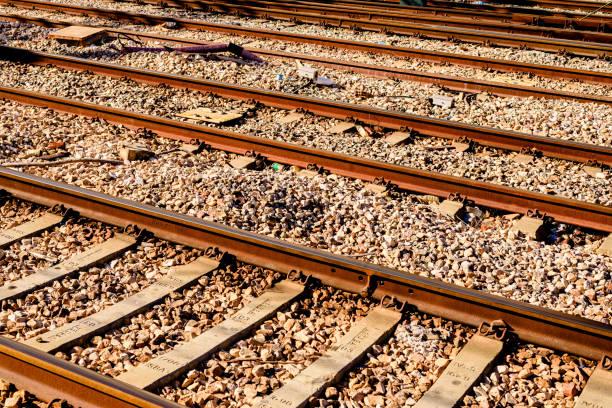 istock Tracks of a train near a station. 1706646571