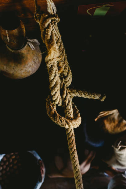 istock Knotted boat ropes to hold sails. 1706656932