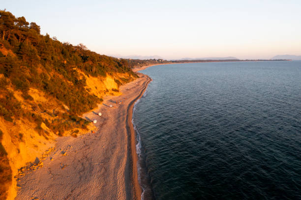 istock Drone view of sunset over coastline in Epirus, Greece 1706688667
