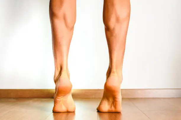 Photo of Muscles of the posterior leg, soleus and gastrocnemius muscle, photo of an athlete.
