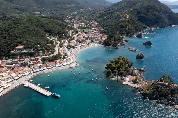 istock Aerial drone view of Parga in Greece 1706692132