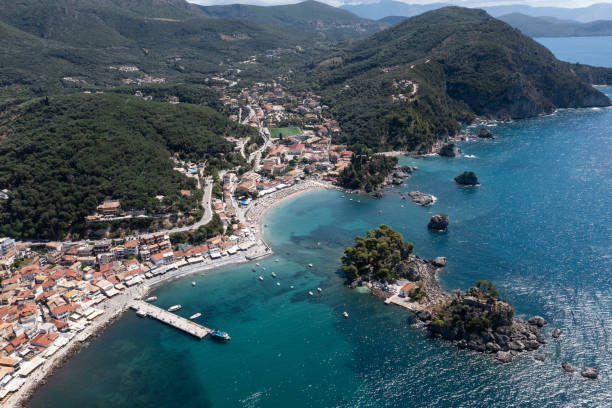 istock Aerial drone view of Parga in Greece 1706692133
