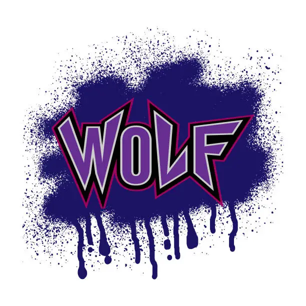 Vector illustration of Wolf text graffiti street art