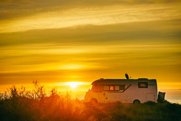 istock Caravan on sea at sunrise. 1706786198