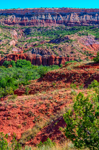 The unusual landscape of panhandle of north Texas in the Palo Duro Canyon State Park located just outside Amarillo.