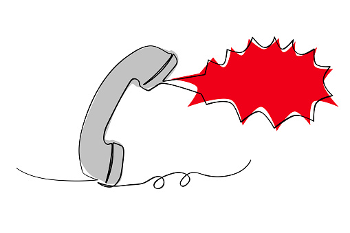 cable telephone, angry line art continuous, vector sketch doodle