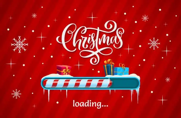 Vector illustration of Christmas loading bar with candy cane slider