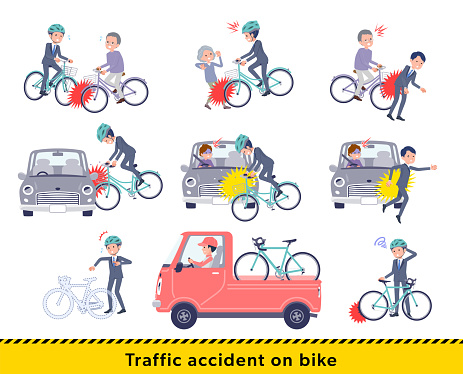 A set of consultant job man in a bicycle accident.It's vector art so easy to edit.