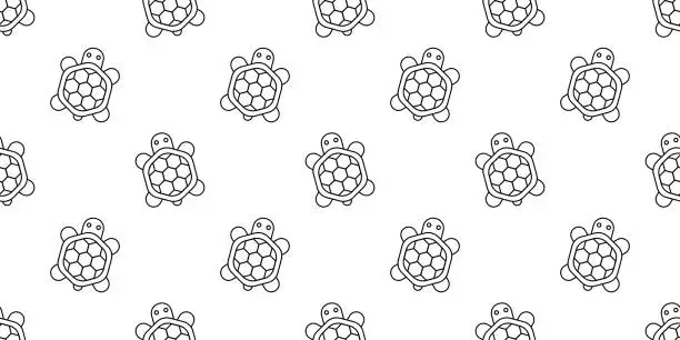 Vector illustration of Cute turtle pattern drawing in lines