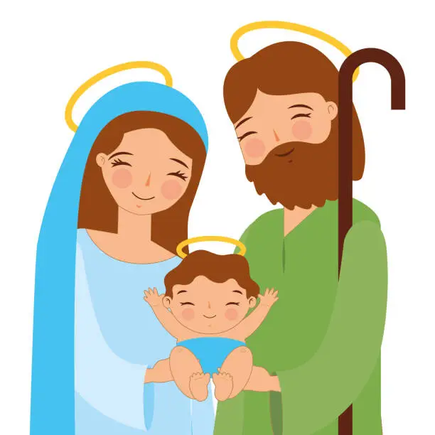 Vector illustration of holy family with baby jesus