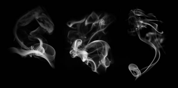 istock Collection of white smoke on black background 1707033673
