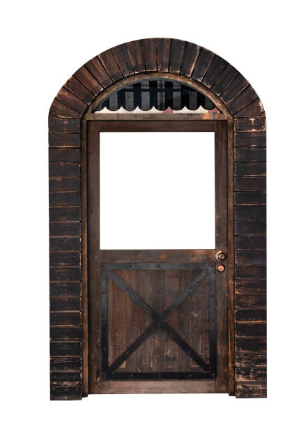 istock ancient brown wooden arch isolated on white background ,include clipping path 1707044784
