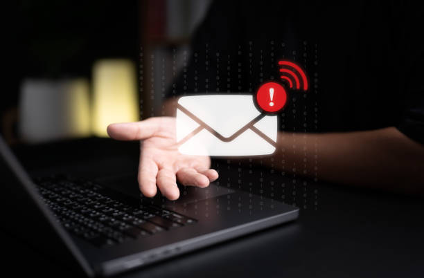 istock New email notification concept for digital marketing. Promotion alert, Business e-mail communication. Inbox, receiving electronic message. Man hold email icon in virtual screen. Internet technology. 1707075281