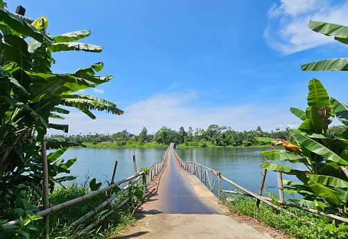 Pontoon bridge spanning a small river in Central Vietnam, Thua Thien Hue province