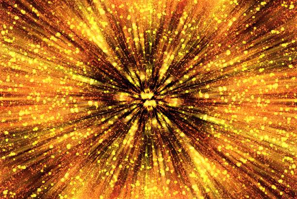 Abstract Golden Firework Explosion Background With Sparks And Scattered Particles For Wallpaper, Banner, Season, Fantasy, Game, Website, Party, Christmas, New Year
