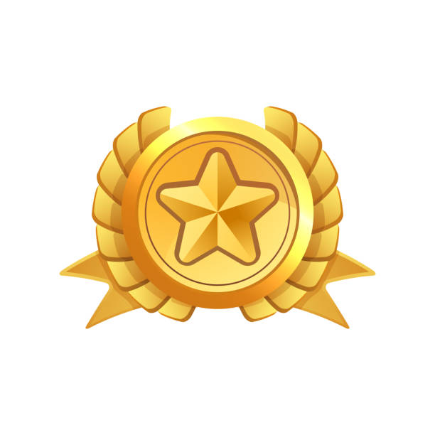 istock Award golden with a star, icon for game design, vector illustration isolated on white. 1707153649