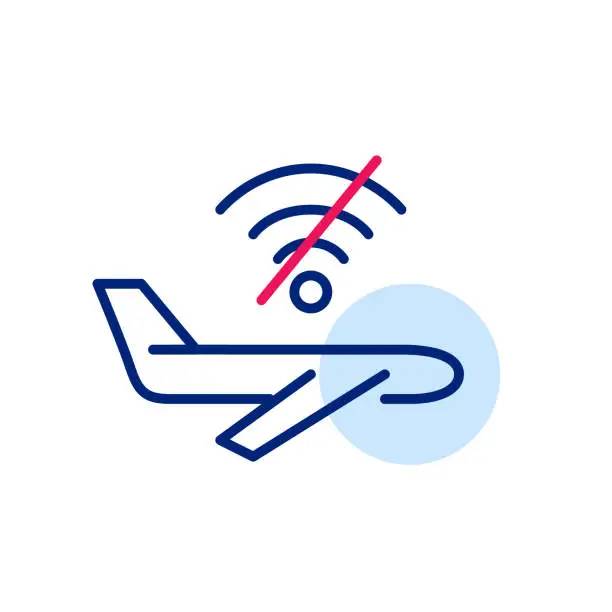 Vector illustration of Airplane mode for a device. No internet signal. Pixel perfect icon