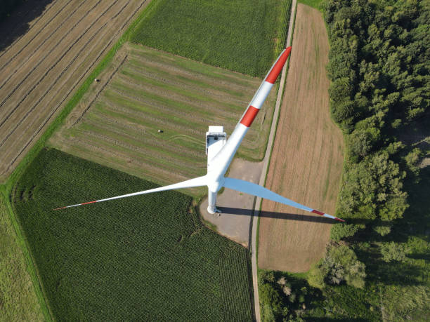istock Wind turbine in the landscape from above 1707218095