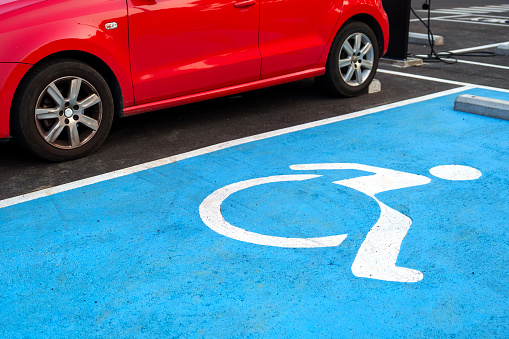 Handicapped Or Disabled Parking Place In Lot