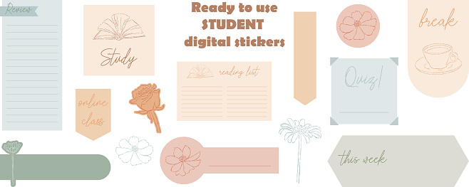 Sticker Ready To Use Students Digital Stickers Digital Note Papers And Stickers For Bullet ...