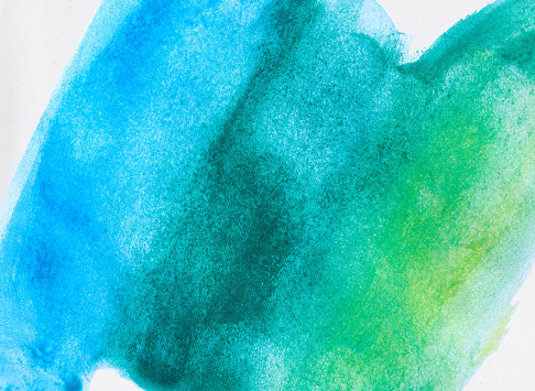 blue and green abstract watercolor painting on on paper drawing background. Watercolor paper background.