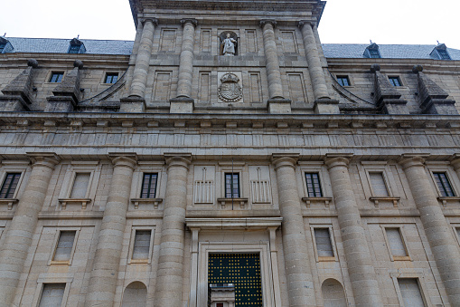 Paris : rear entrance of French National Assembly (Palais Bourbon), with french flag flying. Paris in France