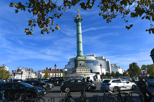 WII Memorial with UK and French Flags in Ouistreham, France