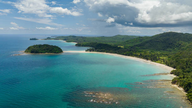 istock Top view of a beautiful sandy beach. Borneo, Malaysia. 1707342717