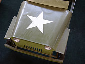 American army star on the hood of a military toy children pedal car steel replica