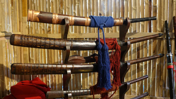 istock Many ancient sword in the house bamboo. 1707392584