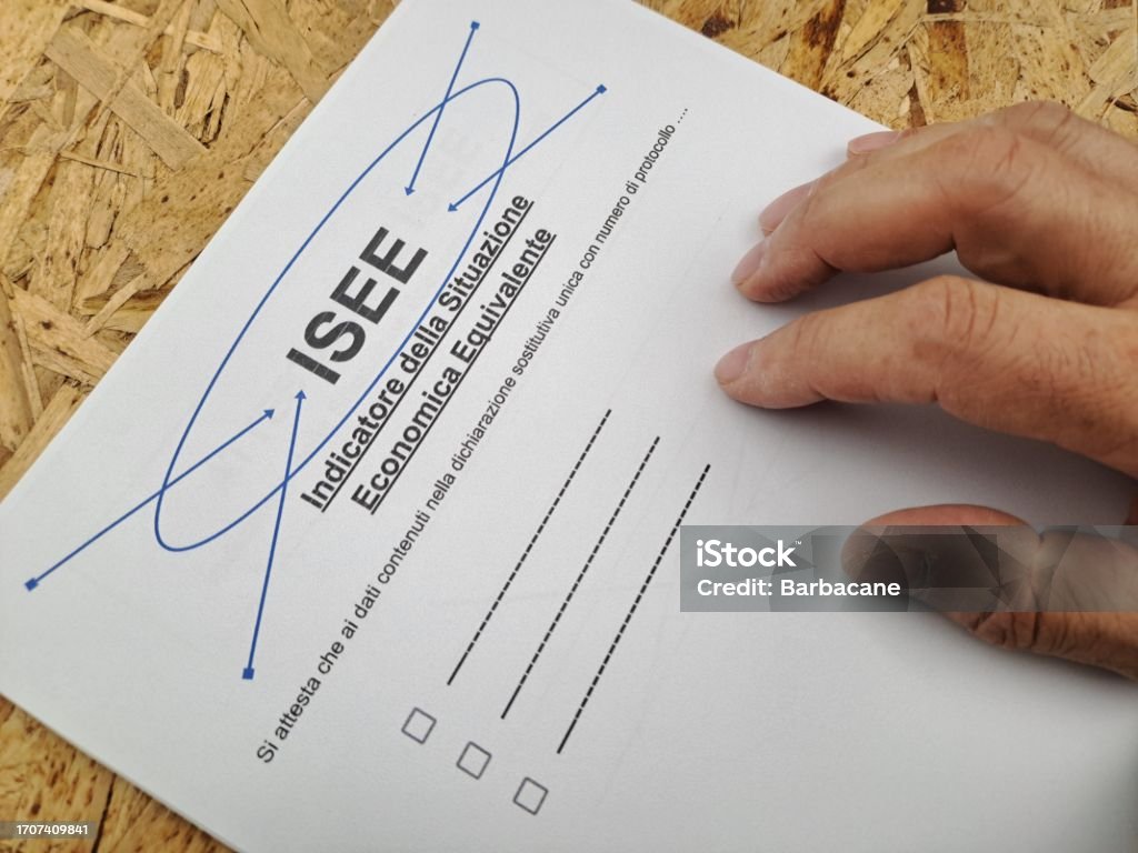 ISEE low income Italy ISEE low income. Printed form, paper ISEE presentation. 2022 Stock Photo