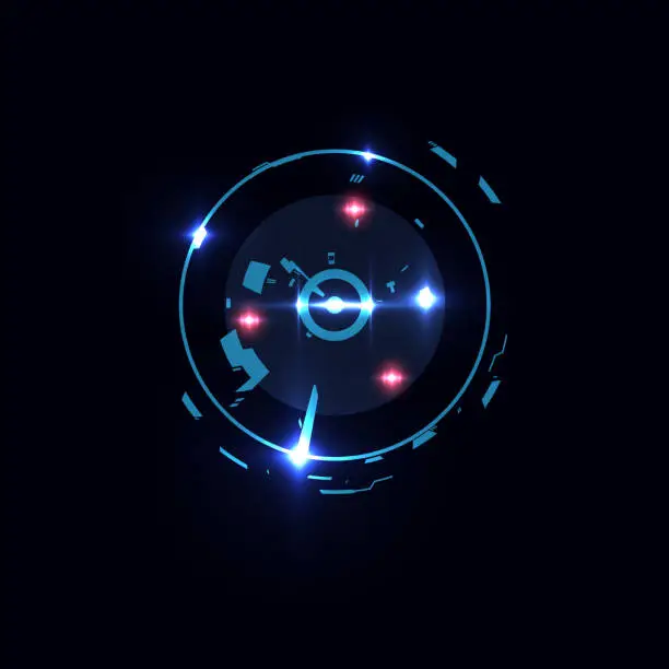 Vector illustration of Abstract futuristic circle, vector illustration, isolated on black.