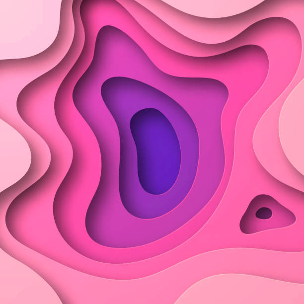 istock Paper cut background - Pink abstract wave shapes - Trendy 3D design 1707469502