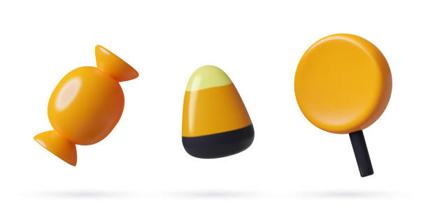 istock 3D Halloween trick or treat minimal candies set. 1707470605