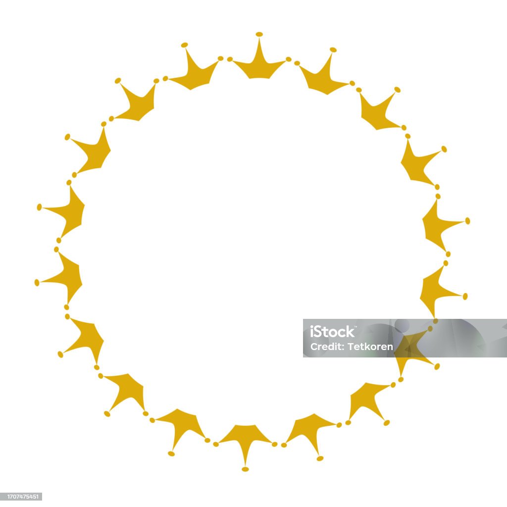 Simple Crown With Rounded To Golden Crown Art Drawn Round Frame Stock Illustration - Download Image ...