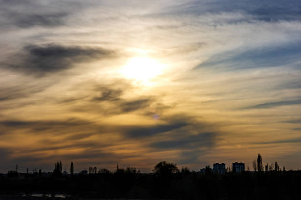 Background sky with sunset and landscape silhouette