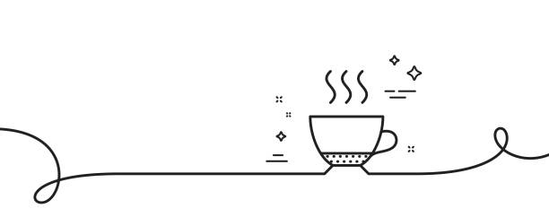 illustrations, cliparts, dessins animés et icônes de icône du café expresso. panneau de boisson chaude. ligne continue avec boucle. vecteur - coffee coffee cup love cappuccino