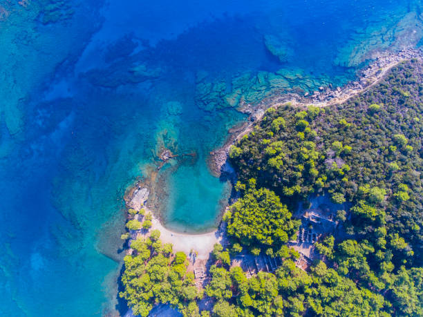 Aerial view of Phaselis Bay in Antalya.