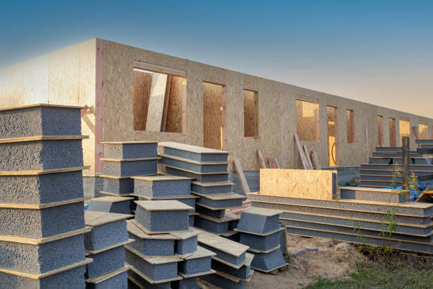 Construction site of town houses from SIP panels.
