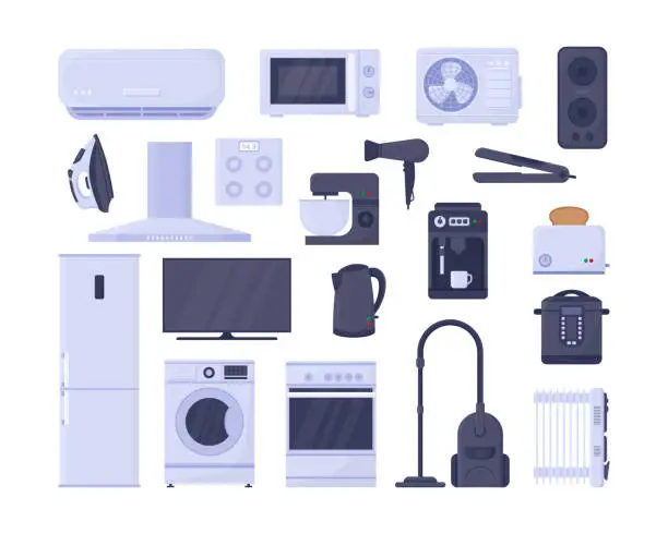 Vector illustration of Electronic appliances for home vector illustrations set